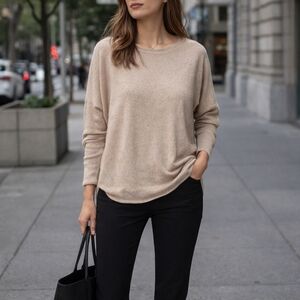 MICHAEL Michael Kors Cotton Viscose Blend Neutral Lightweight Sweater